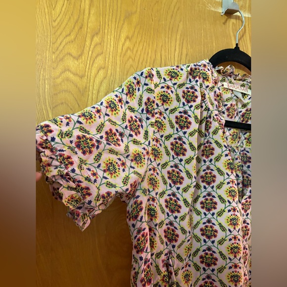 Banjanan Multicolor floral Patterned split neck pop over blouse M - Picture 3 of 7
